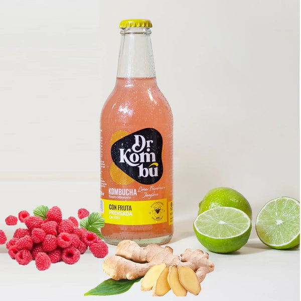 Kombucha Lima Frambuesa Jengibre 330 cc Dr Kombu