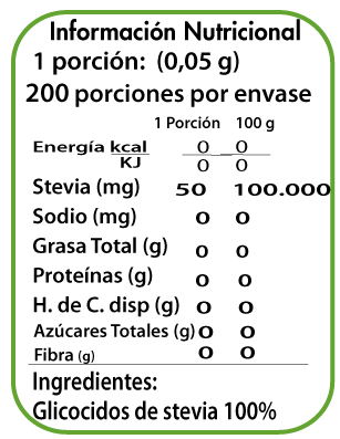 Stevia Pura 10 gr Dulzura Natural