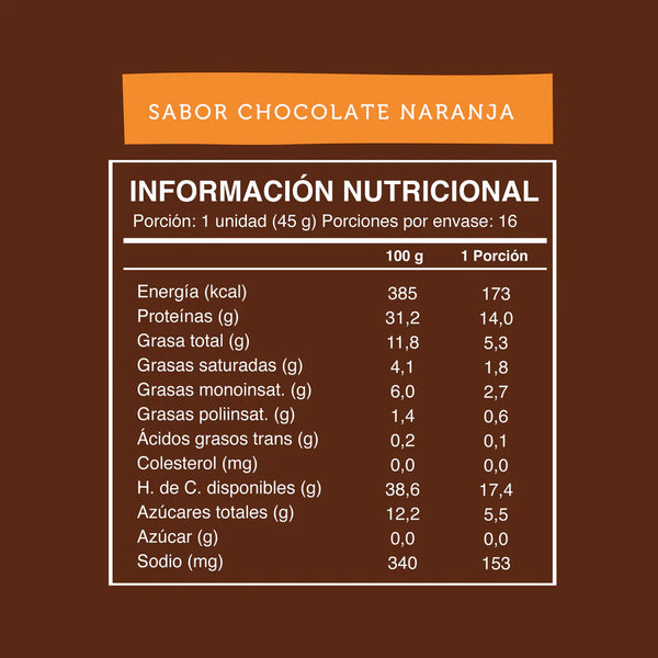 Barra Naranja Bitter 45g Wild Protein