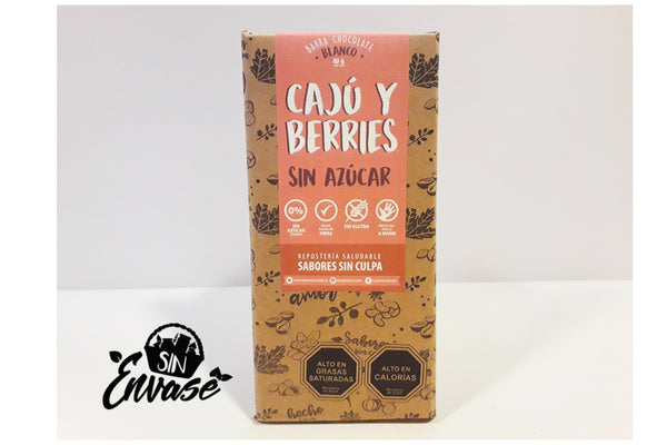 Chocolate - Blanco Cajú y Berries 55% Cacao 80 gr Sabores Sin Culpa