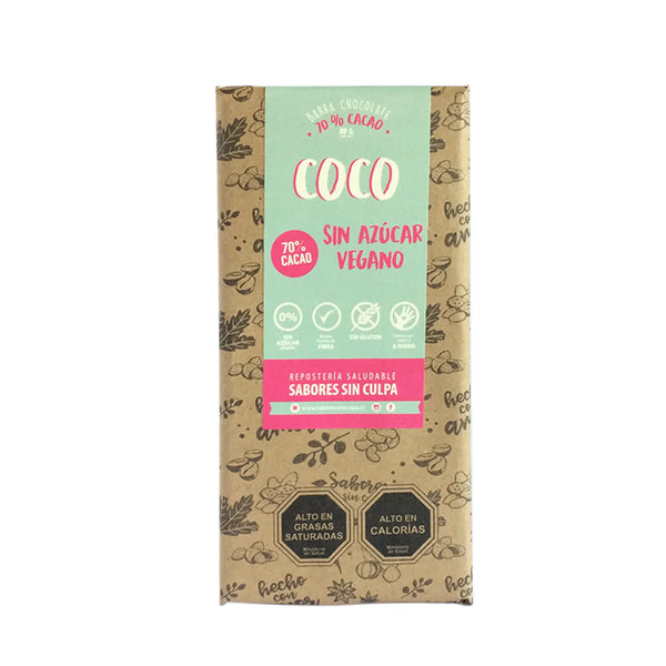 Chocolate Coco 70% Cacao Sabores Sin Culpa